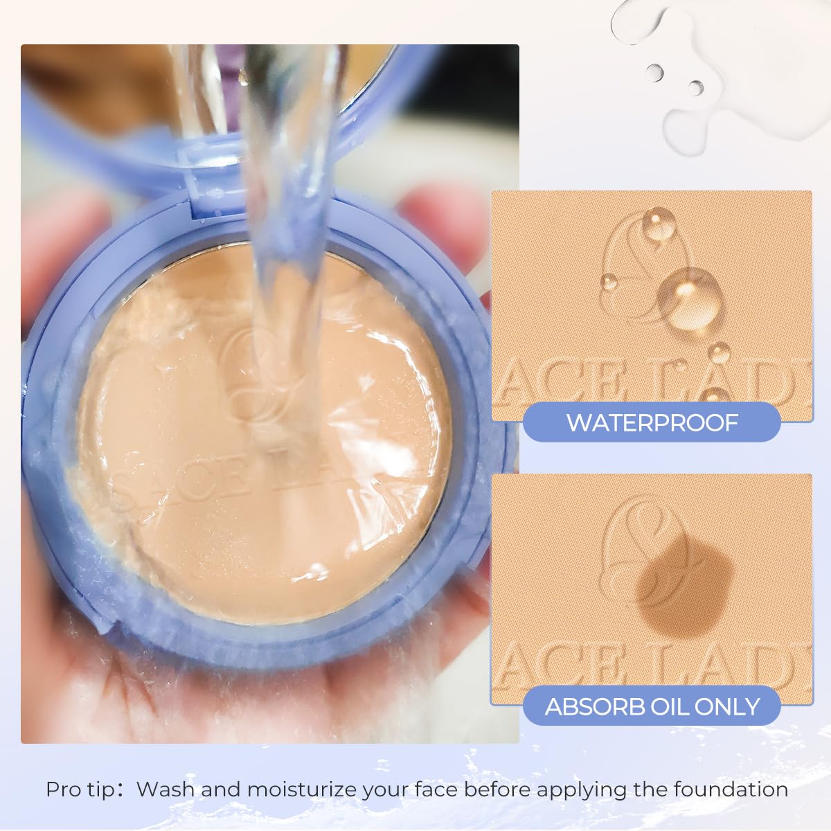 SACE LADY brush applying powder for quick matte touch-ups and shine control