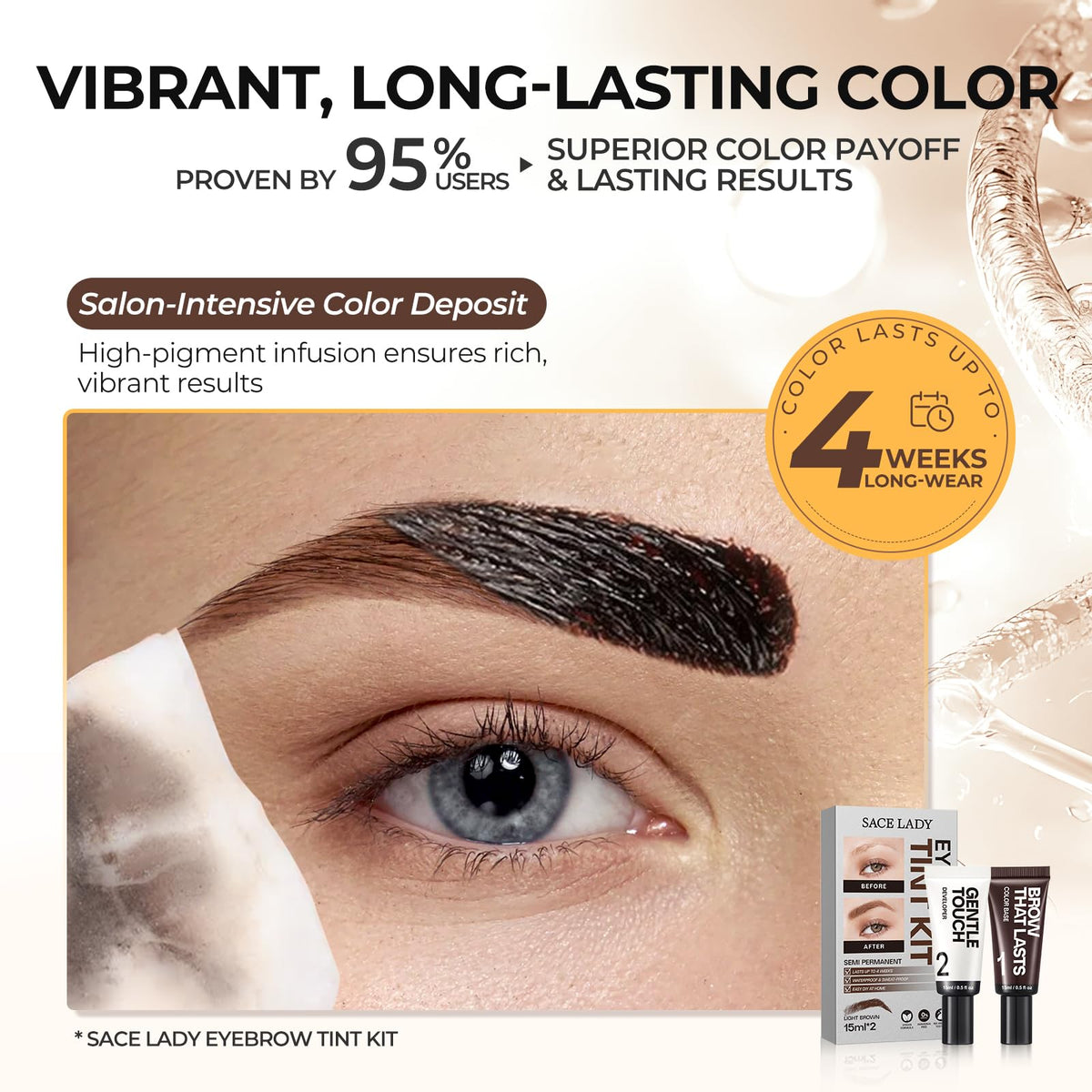 SACE LADY close-up of the brow color cream texture highlighting smooth, blendable formula