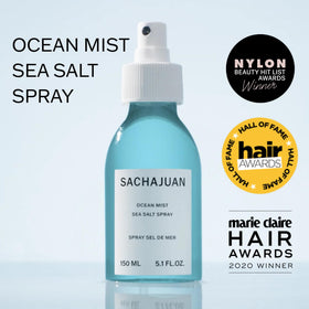 SACHAJUAN label details emphasizing Ocean Silk Technology and clean-beauty claims