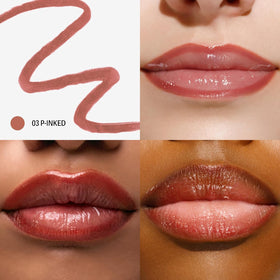 Sacheu application step by step on lips illustrating how to trace and set the liner