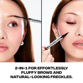 Sacheu faux freckles on model skin for soft, sun-kissed effect