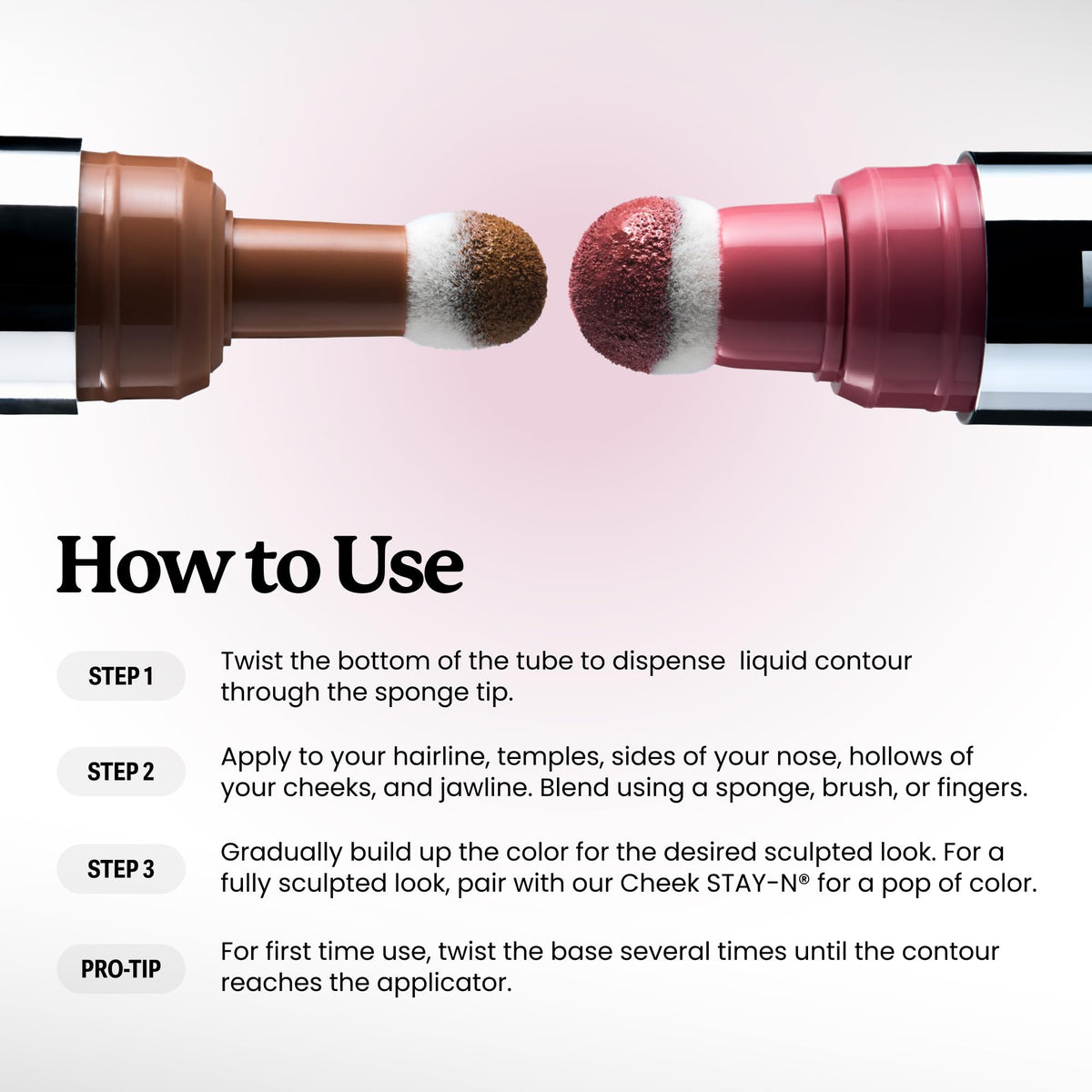 Model blending Sacheu on cheek for natural sculpt and all-day hold