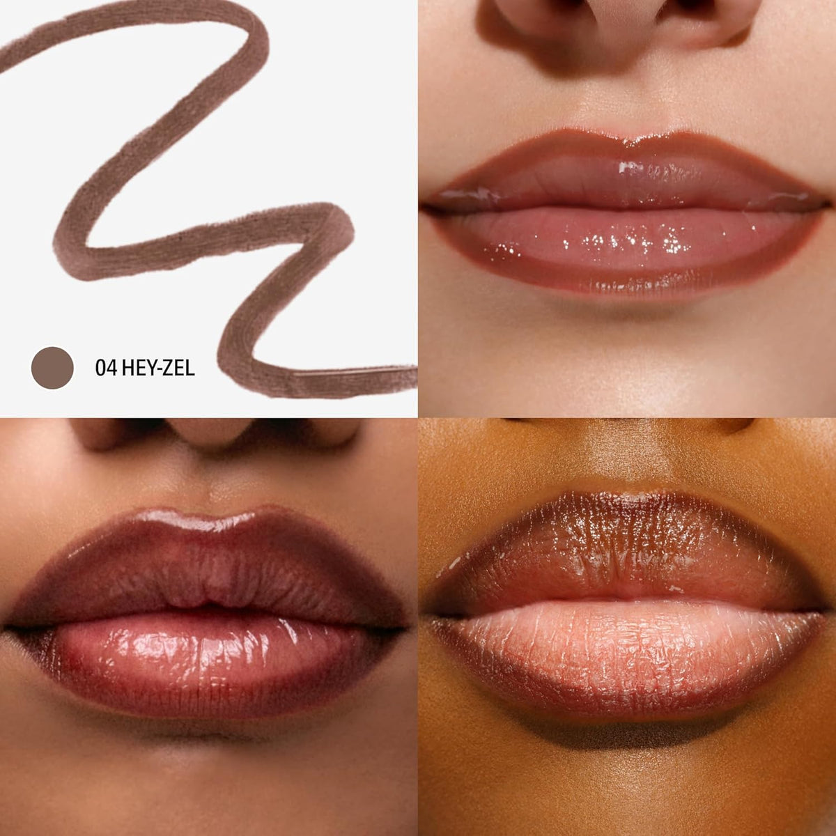 Multiple Sacheu lip liner swatches on forearm showing shade range and pigmentation for shade selection