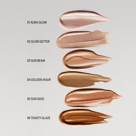 Sacheu used on décolletage for subtle body shimmer and glow