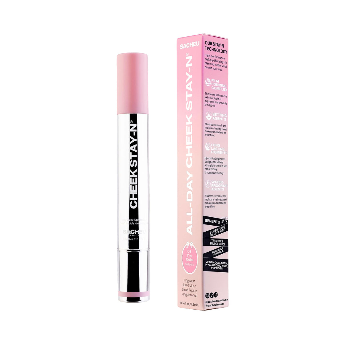Sacheu in makeup bag demonstrating portability and quick touch-up convenience