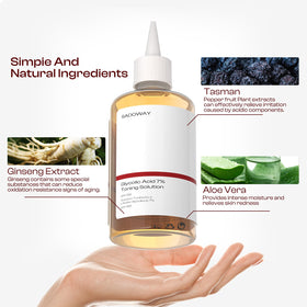 SADOWAY toner bottle staged with plant leaves, highlighting botanical extracts and soothing benefit