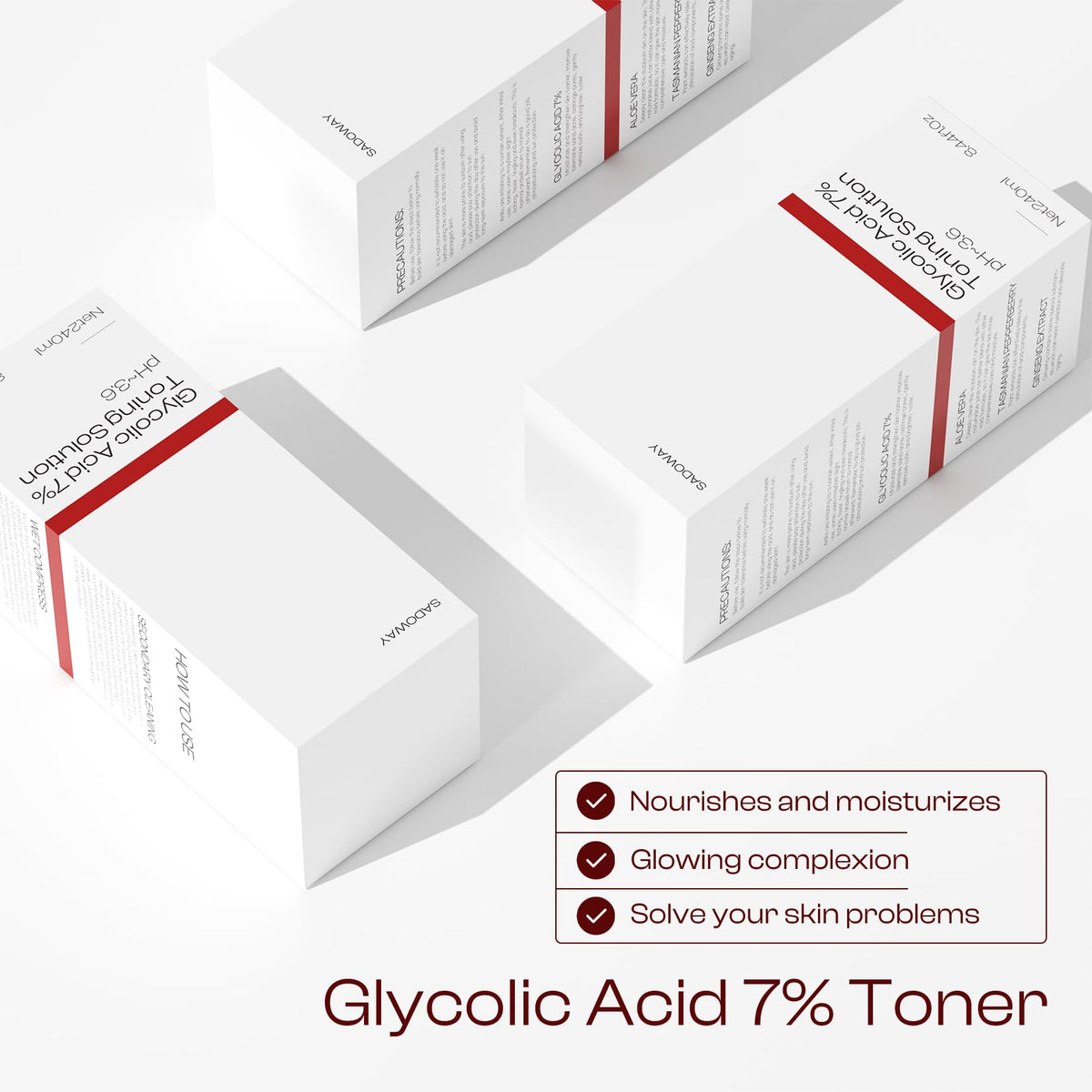 SADOWAY toner held in hand for size comparison, showing generous 240ml supply