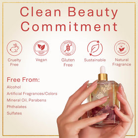 SAFA oil texture on skin illustrating silky, non-greasy hydration and healthy glow