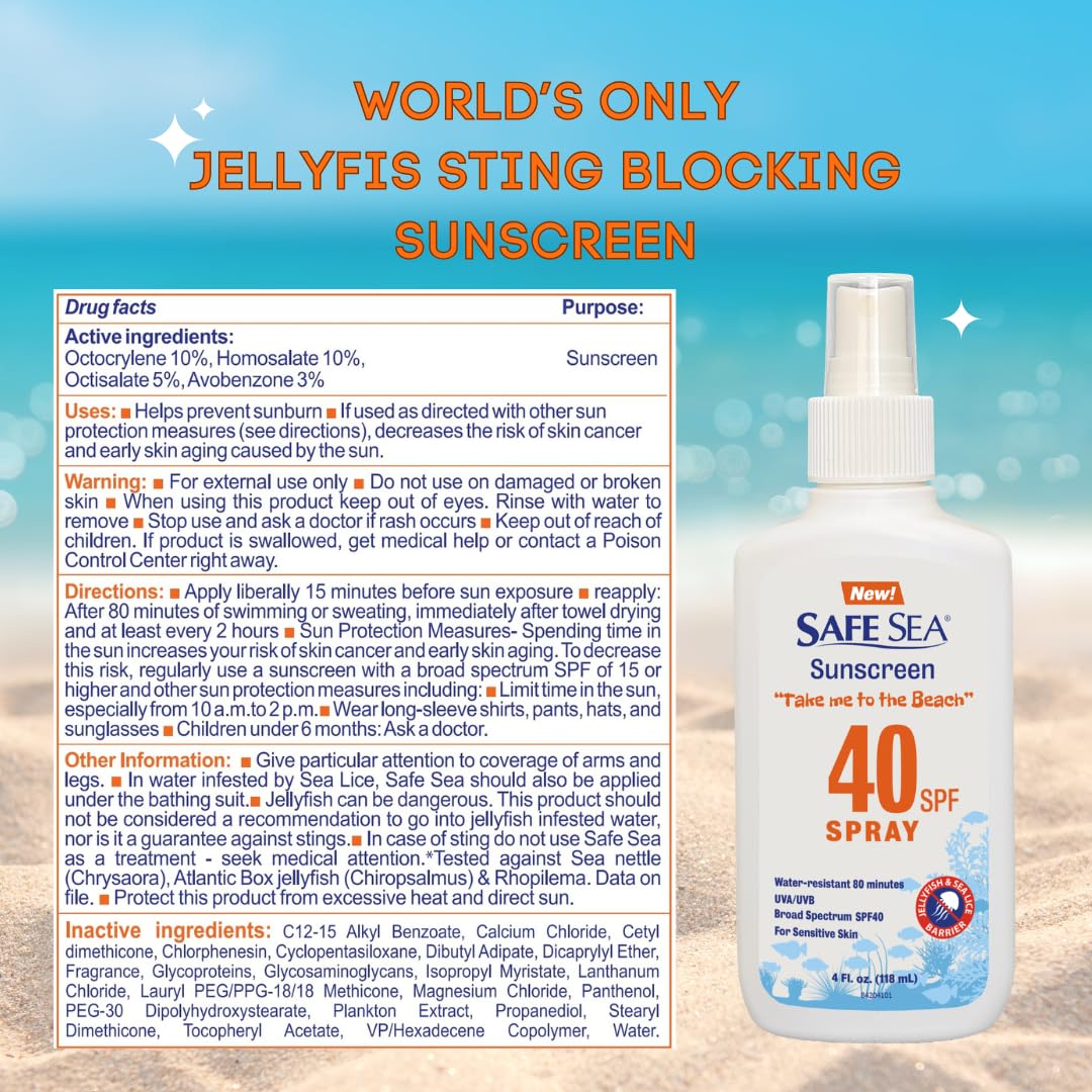 SAFE SEA close-up of spray forming thin protective film for sting reduction