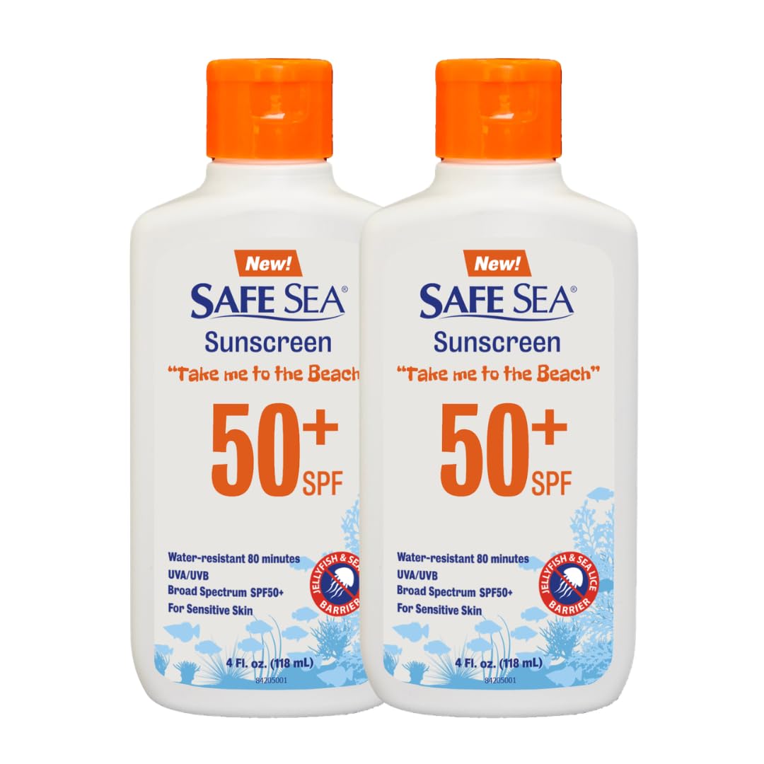 SAFE SEA front packaging 4oz bottle showing label and SPF 50+ protection