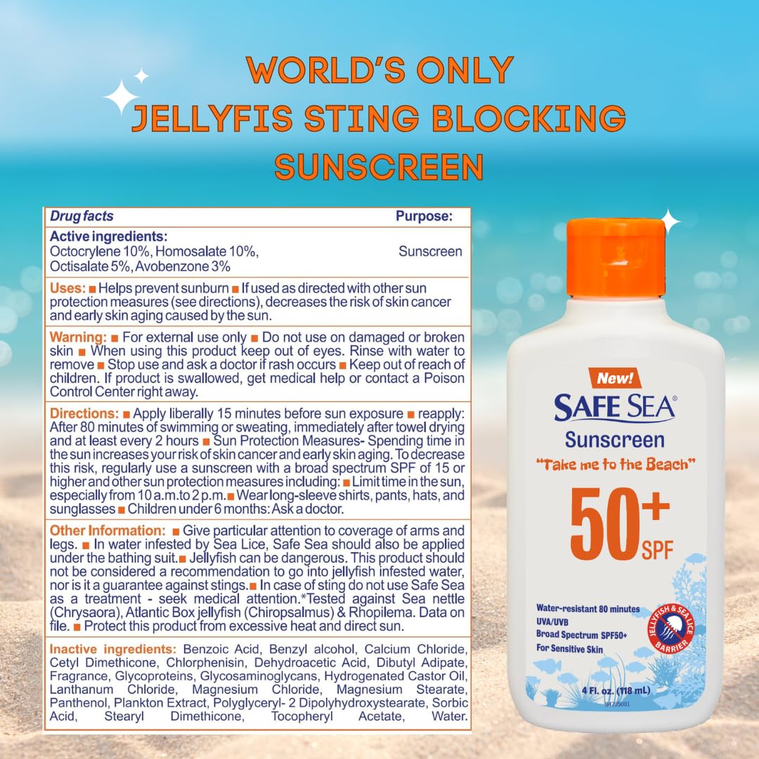SAFE SEA lotion texture close-up highlights moisturizing non-greasy benefit