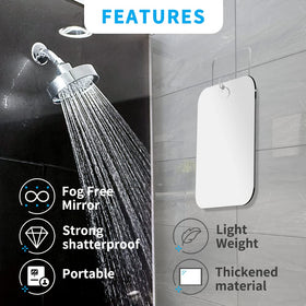 SAFEE MRROR in-shower hung mirror showing clear view during steam for safer grooming