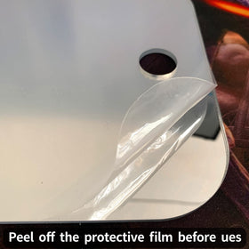 SAFEE MRROR peeling protective film before use showing how to get clear reflection