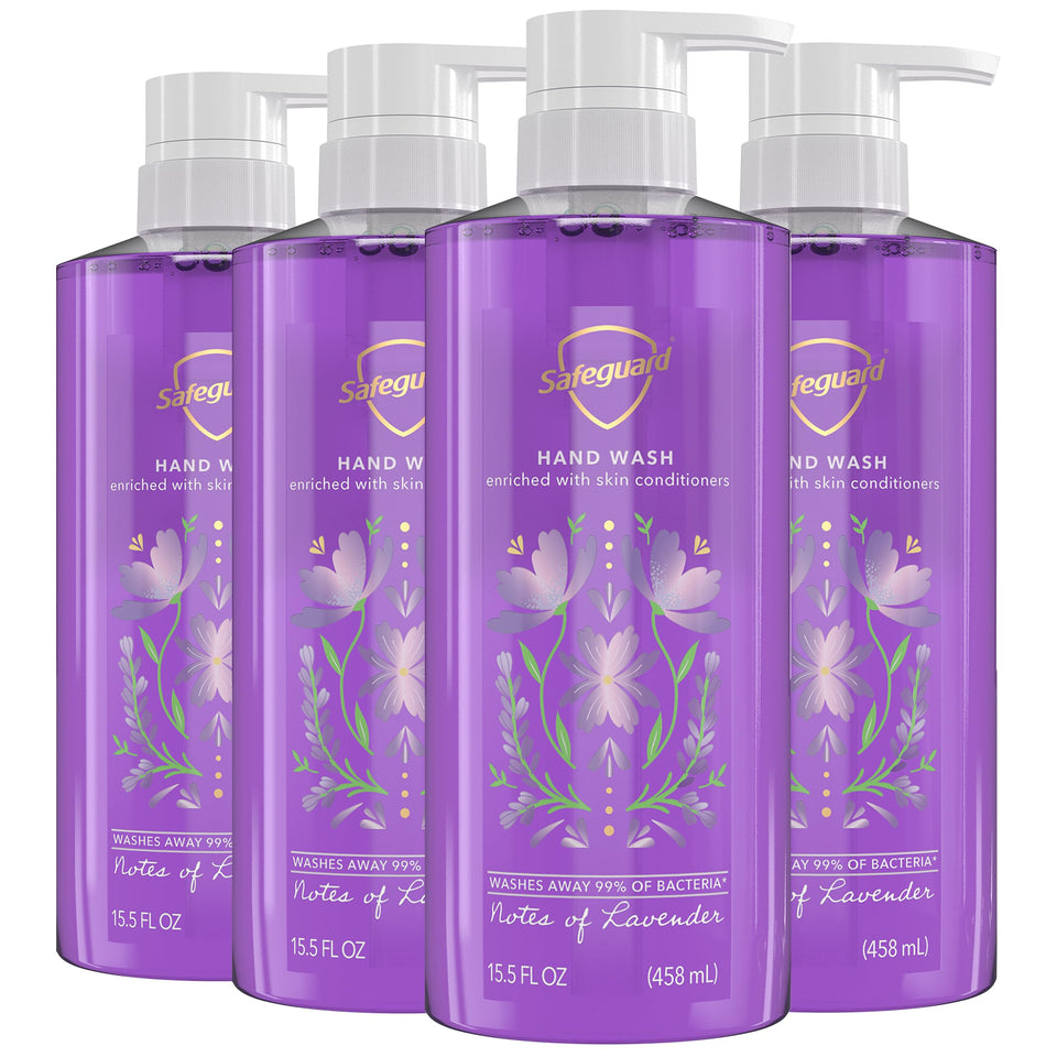 Safeguard bottle front packaging showing lavender scent and benefits
