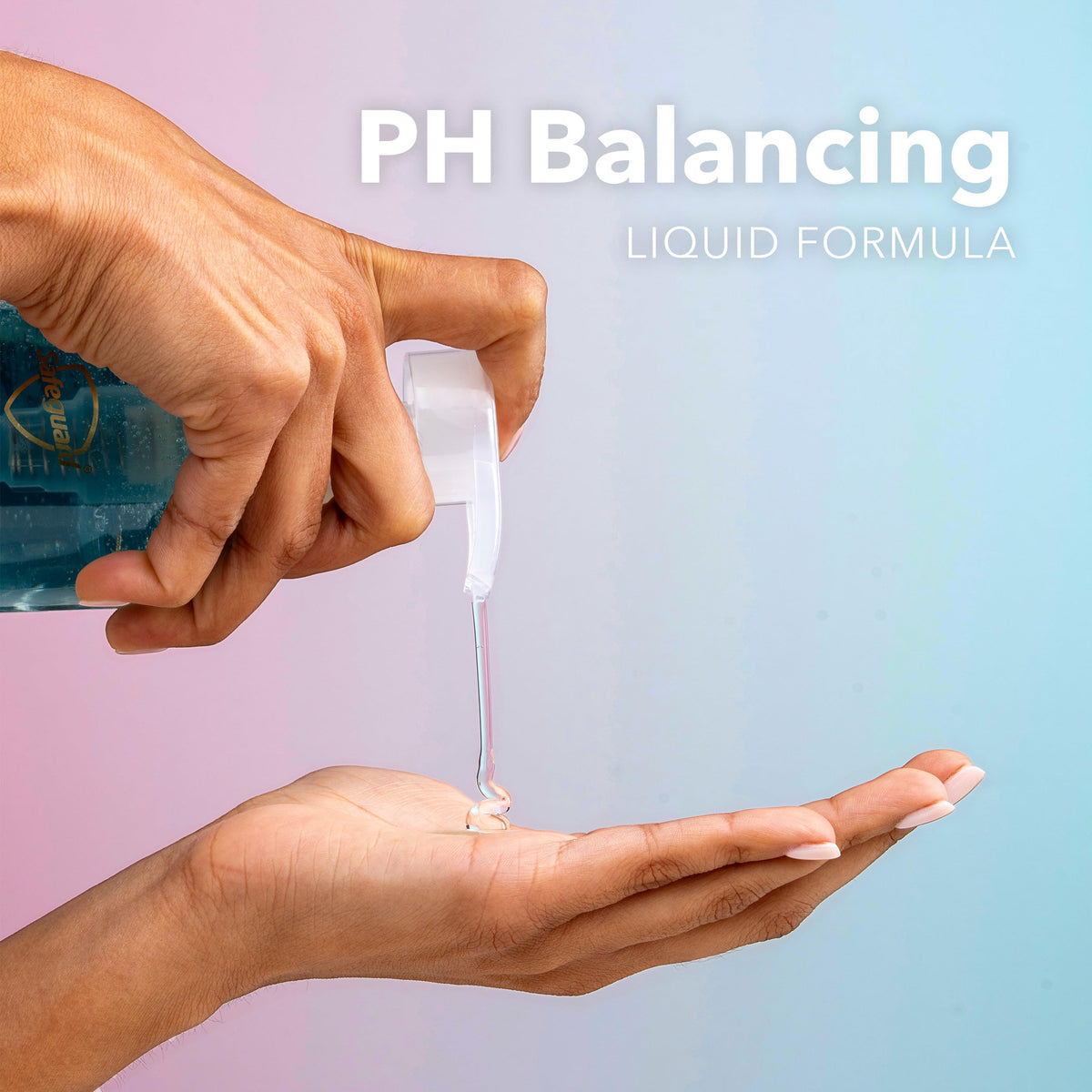 Safeguard scale with hand showing recommended 5 mL dispense amount