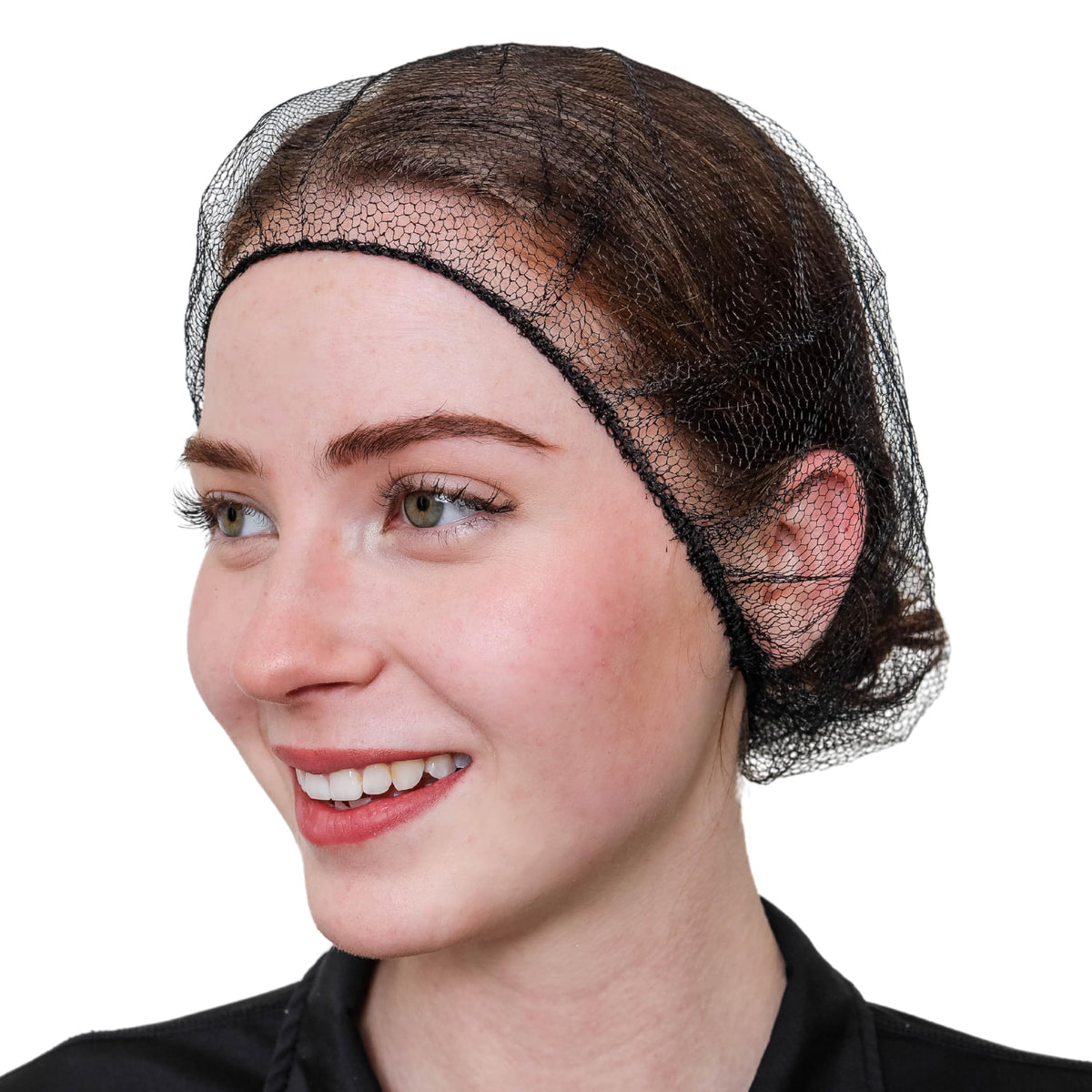 SAFEKO front pack of 100 black hair nets showing branding and count