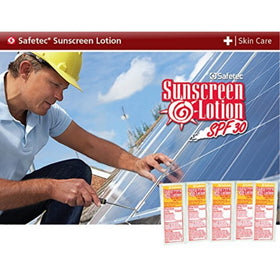 Safetec sachet close-up showing lotion texture and easy-tear top benefit
