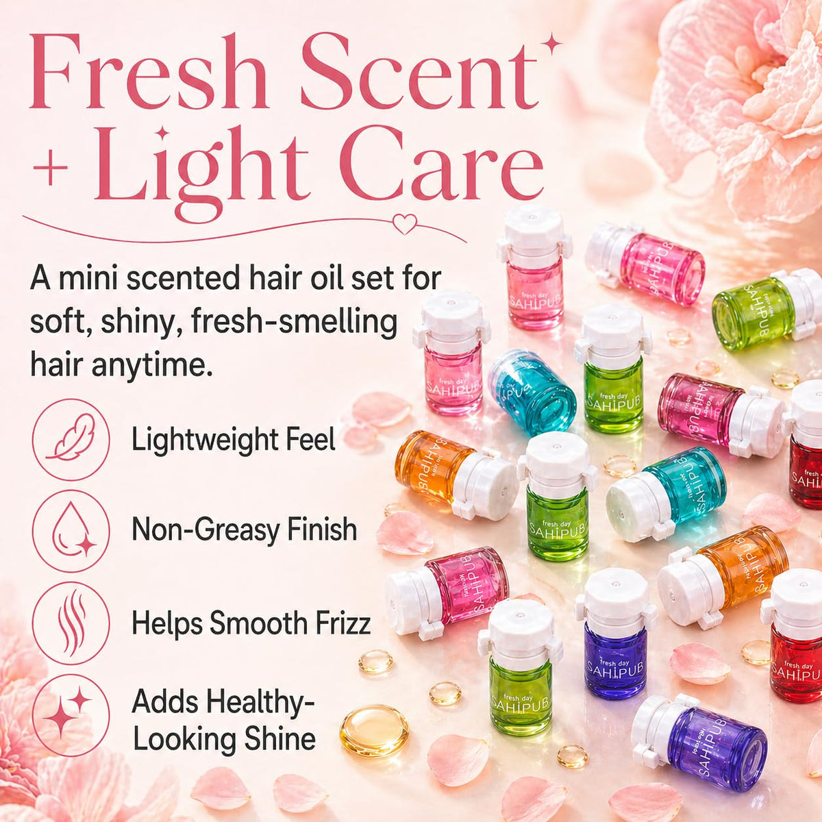 SAHIPUB applying oil to mid-lengths and ends for smoothing and frizz control benefit