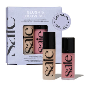 Saie front packaging showing both Dew Blush and Glowy Super Gel, perfect for gifting
