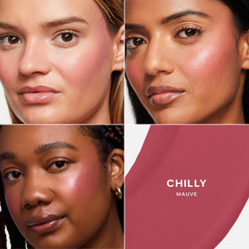 Saie creamy blush texture swatch highlighting blendable hydration benefits