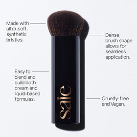 Saie close-up of ultra-soft synthetic bristles demonstrating smooth, even blending benefit