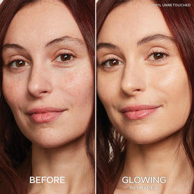 Saie cream texture swipe revealing smooth, blendable formula and radiant finish