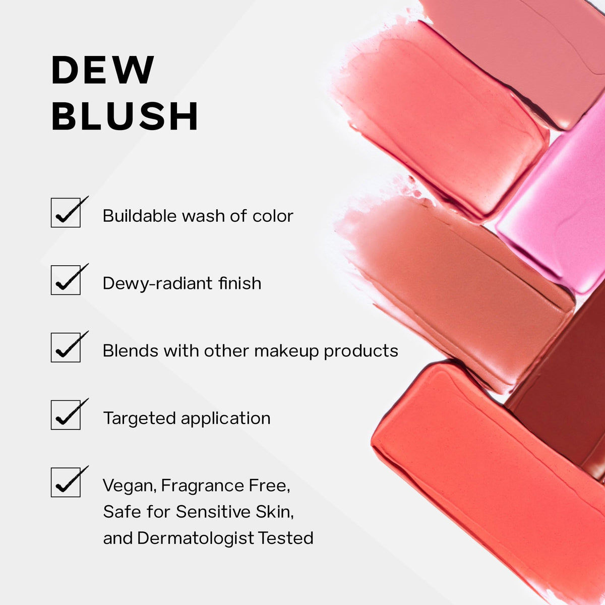 Saie blush texture swiped on skin showcasing creamy dewy finish and blendability