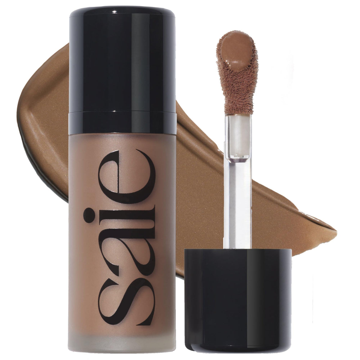 Saie Dew Bronze front packaging showing compact bronzer stick and branding for easy identification and portability