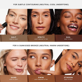Saie Dew Bronze full face before and after demonstrating subtle sculpting