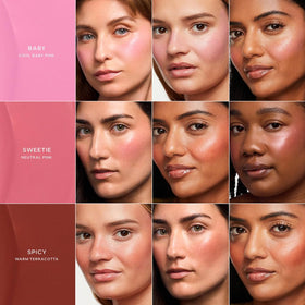 Saie Baby shade swatched on skin showing natural pink flush benefit