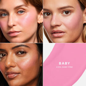 Saie Dew Liquid Blush label close-up listing botanical extracts and benefits