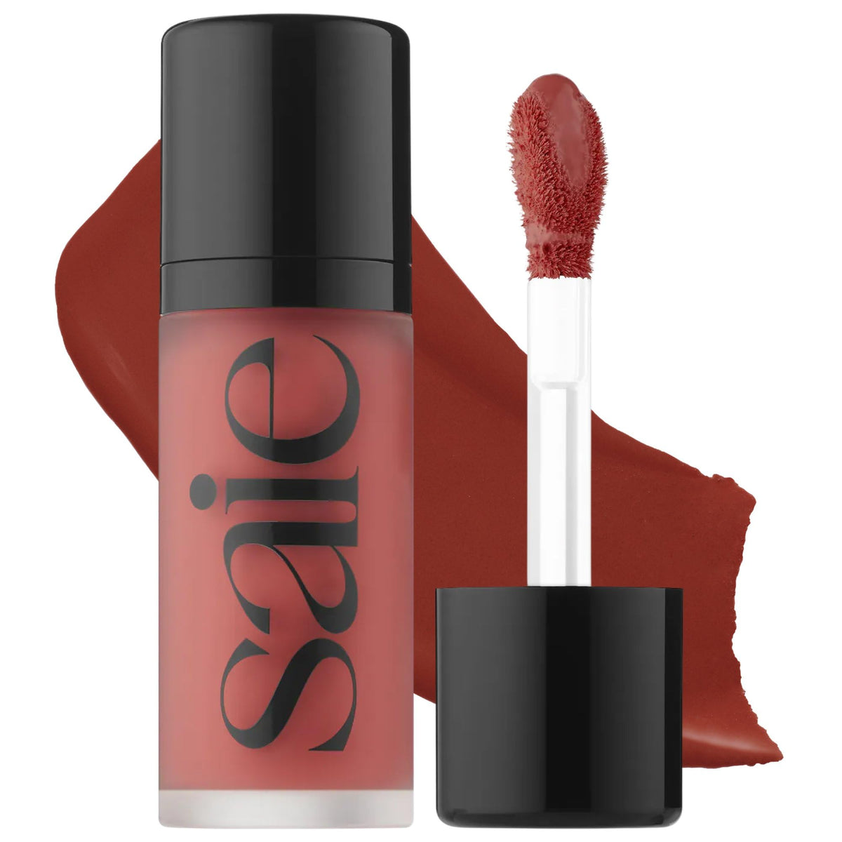 Saie Dew Liquid Blush front packaging showing the Spicy shade for quick shade ID and appeal