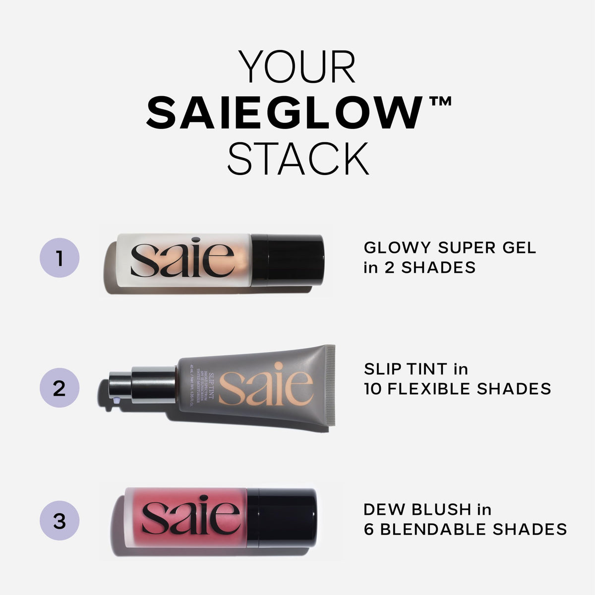 Saie Dew Liquid Blush in a makeup bag lifestyle shot for on-the-go use