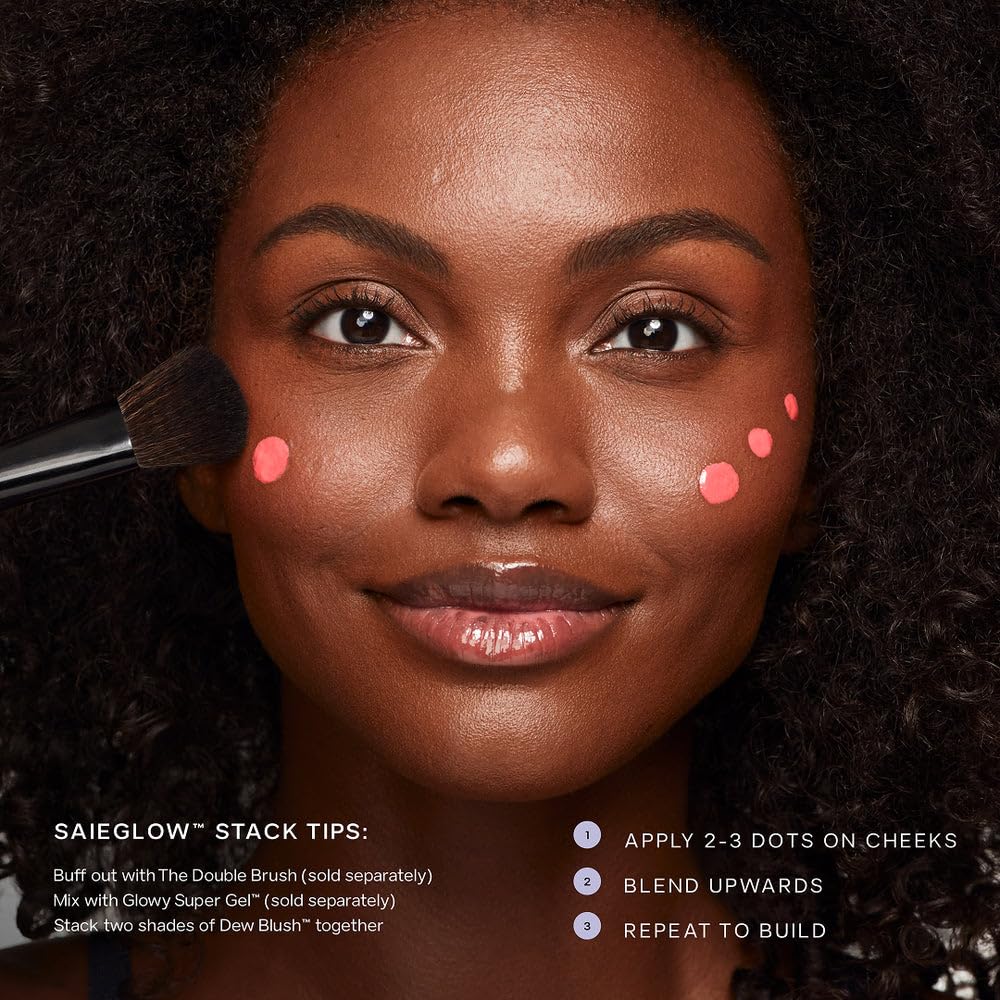 Saie Sweetie shade swatch on skin highlighting universal rosy warmth