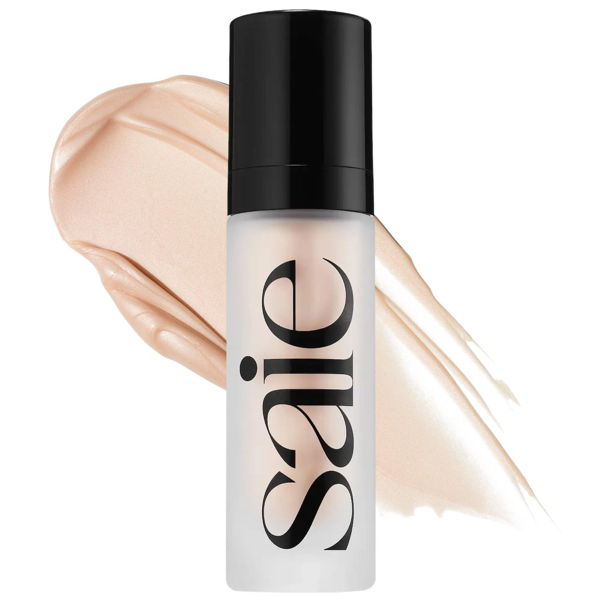 Saie bottle front view showing Starglow shade and lightweight glow benefit