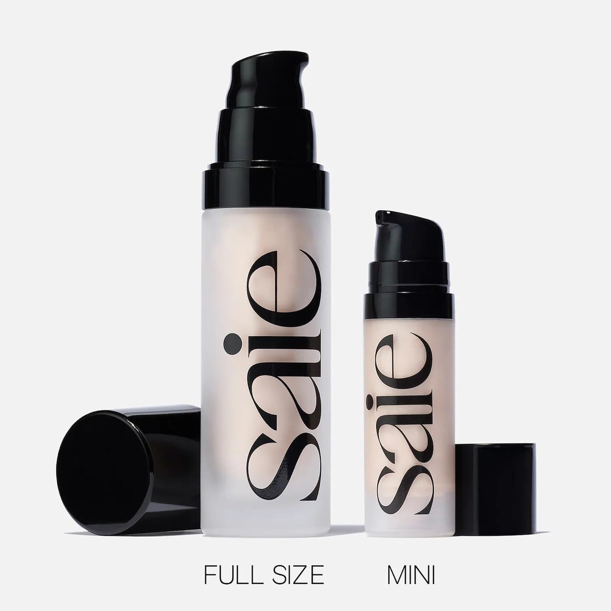 Saie 1 oz bottle beside coin for size scale and travel-friendly benefit