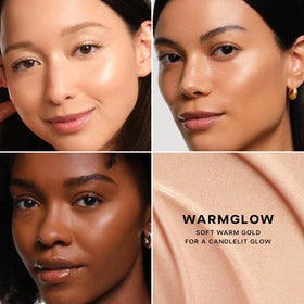 Saie Glowy Super Gel texture swatched close-up, shows luminous, hydrating finish