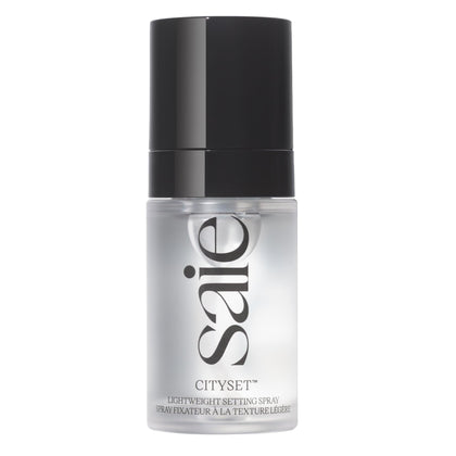 Saie Mini CitySet front packaging showing compact travel bottle and branding benefit