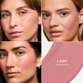 Saie cream-blush texture swirled on hand, hydrating finish and blendability