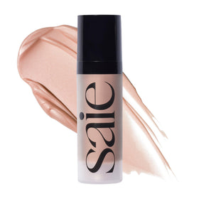 Saie Mini Glowy Super Gel front bottle in Roseglow showing compact packaging and travel benefit