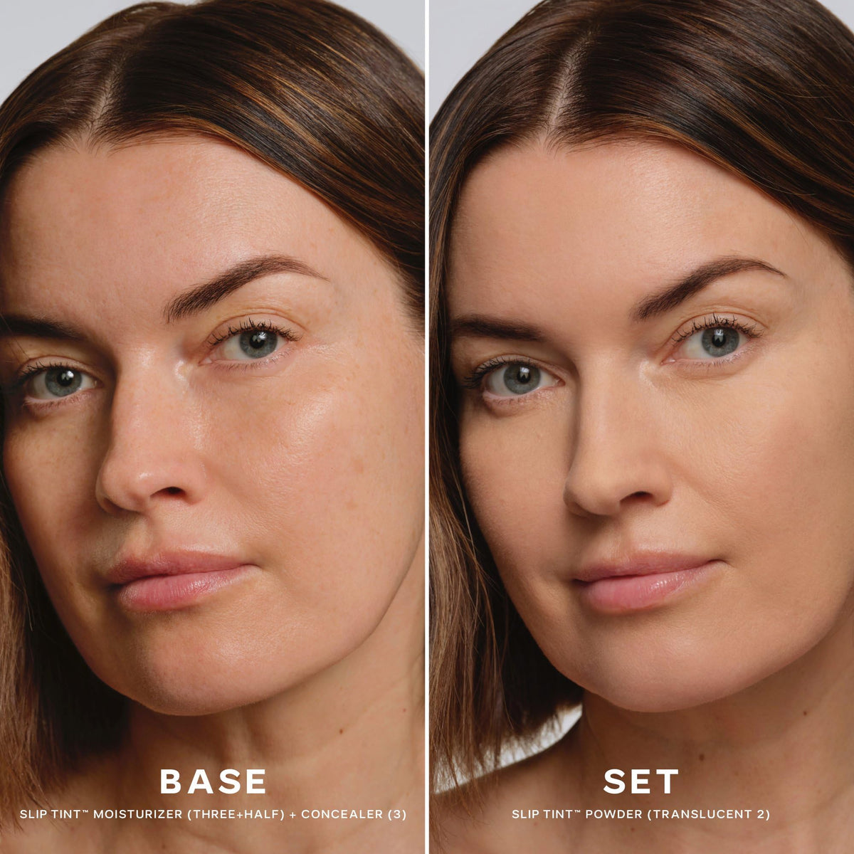 Saie close-up of baked powder pan highlighting smooth, blurring texture