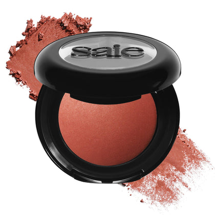 Saie SuperSuede compact front view showing sleek packaging and portable design benefit
