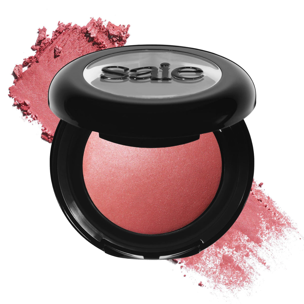 Saie SuperSuede front pan showing shade Mia and smooth finish benefit