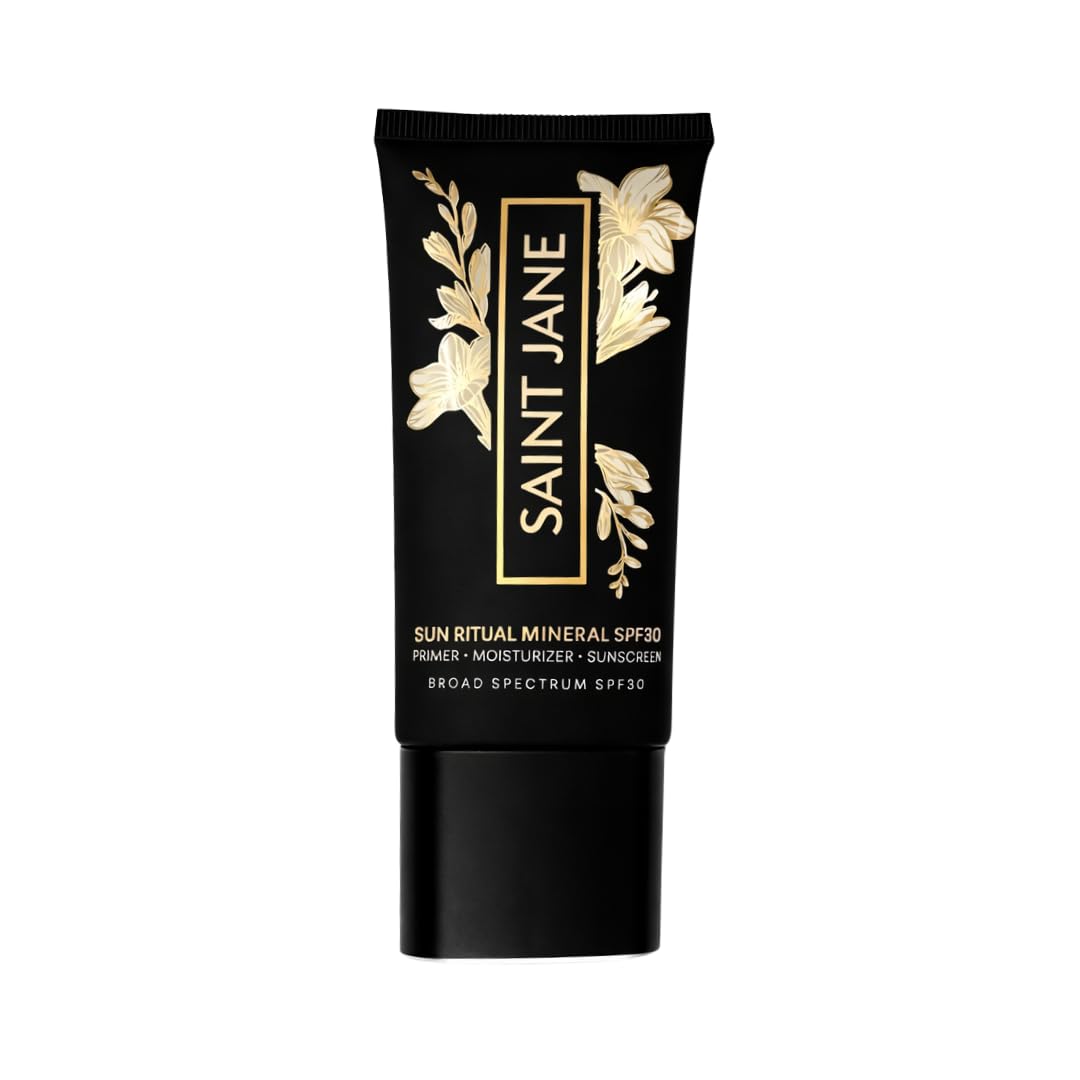 SAINT JANE close-up of creamy sunscreen texture, smooth application benefit