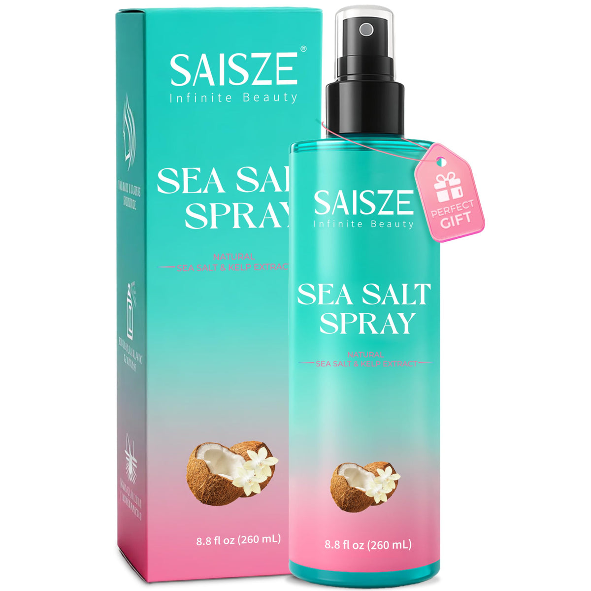 SAISZE front packaging showing bottle and travel-ready look