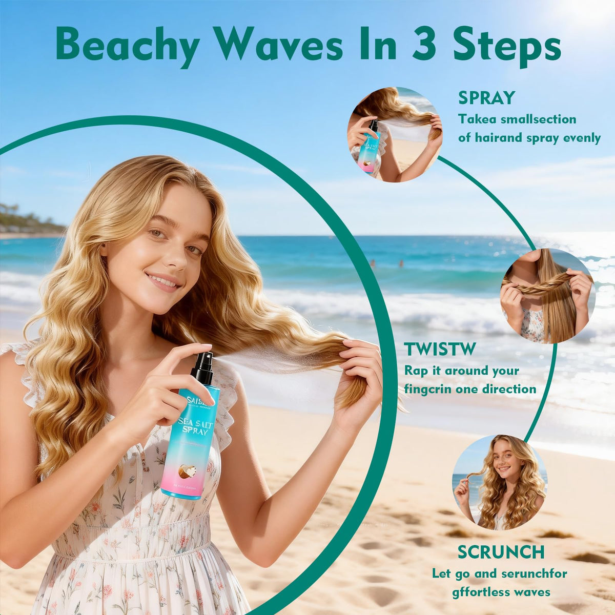 SAISZE styling demo scrunching hair for natural beach waves