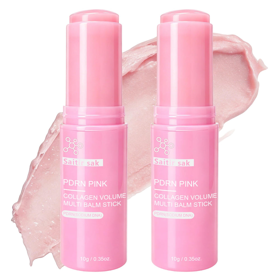 Saitir sak front packaging showing two pink balm sticks and benefits