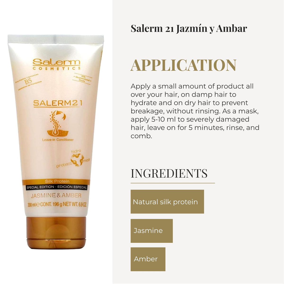 SALERM being applied to damp hair to detangle and protect during styling