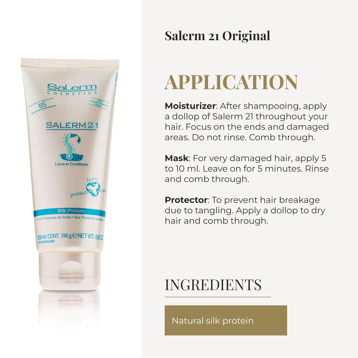 SALERM being applied to damp hair for detangling and easier styling