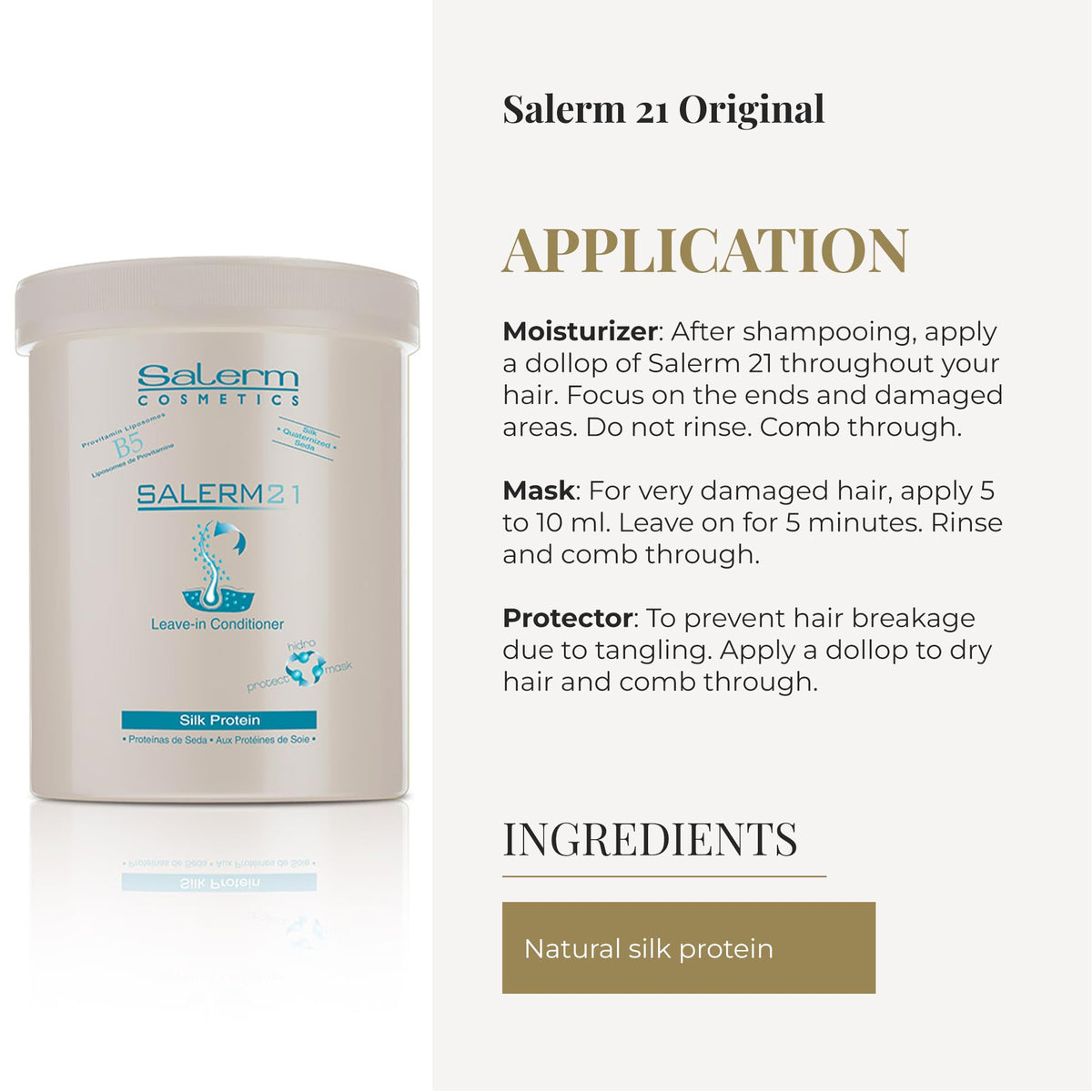 SALERM applied to wet hair as mask showing even distribution and detangling benefit